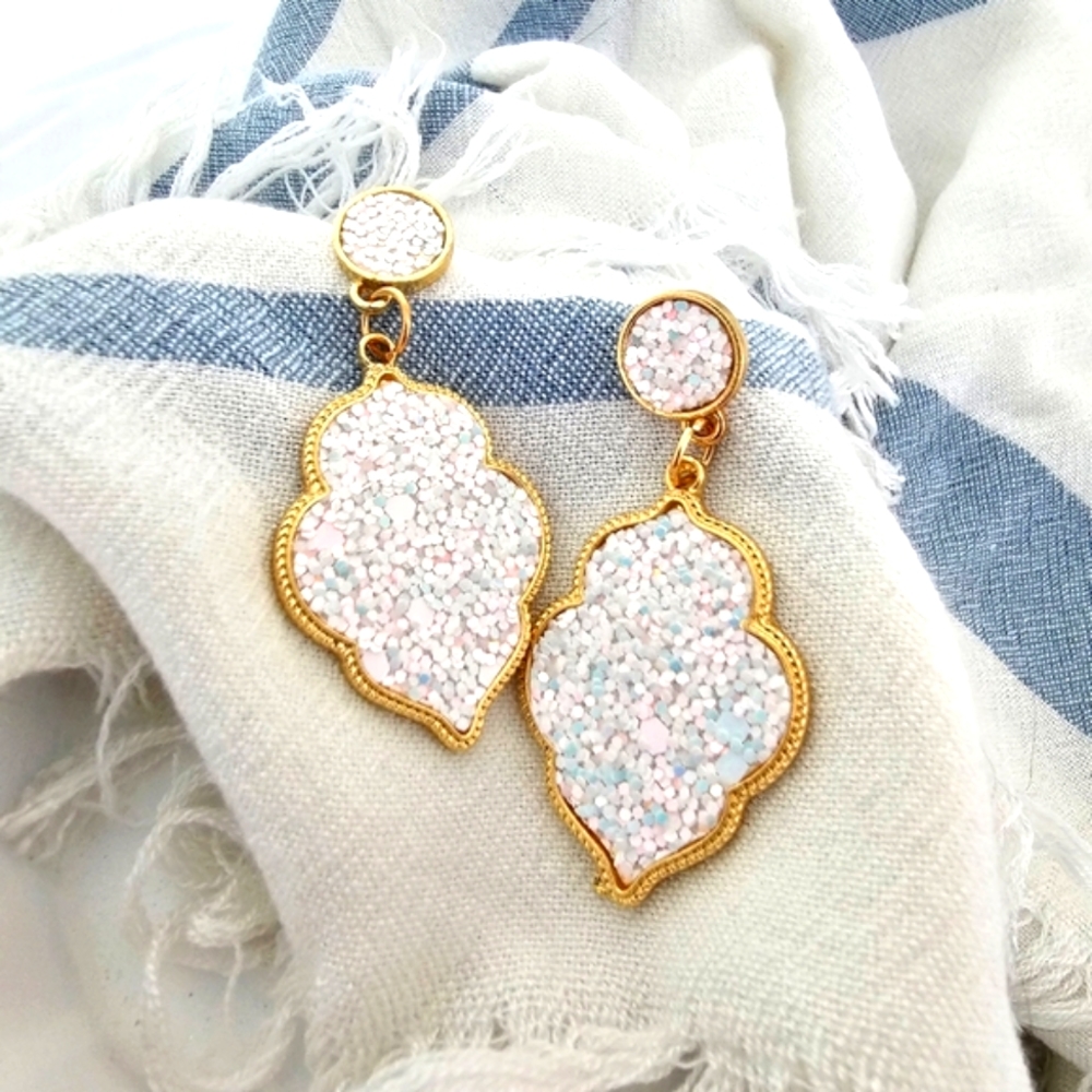 💎⚜️ Gold Plated Sequin Geometric Drop Earrings